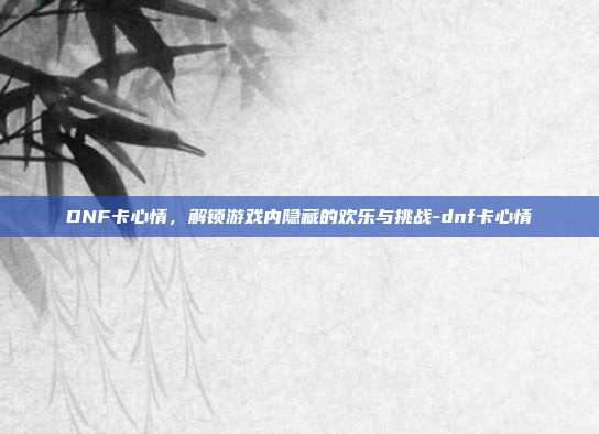 DNF卡心情,解锁游戏内隐藏的欢乐与挑战-dnf卡心情