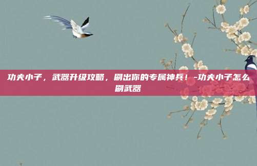 功夫小子,武器升级攻略,刷出你的专属神兵!-功夫小子怎么刷武器