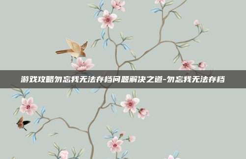游戏攻略勿忘我无法存档问题解决之道-勿忘我无法存档