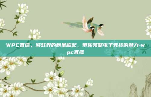 WPC直播,游戏界的新星崛起,带你领略电子竞技的魅力-wpc直播
