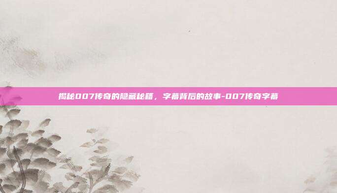 揭秘007传奇的隐藏秘籍,字幕背后的故事-007传奇字幕