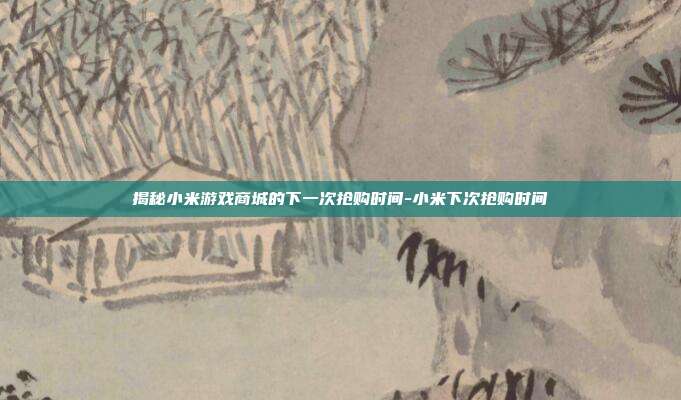 揭秘小米游戏商城的下一次抢购时间-小米下次抢购时间