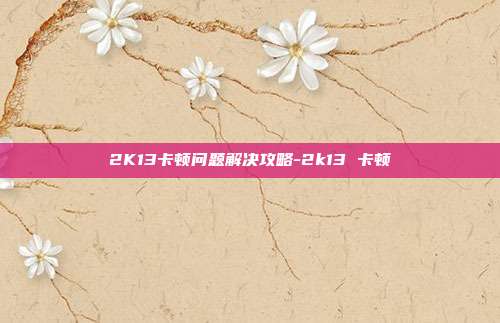 2K13卡顿问题解决攻略-2k13 卡顿