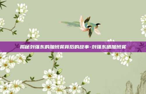 揭秘刘强东的加班餐背后的故事-刘强东晒加班餐