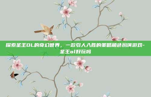 探索圣王OL的奇幻世界,一款引人入胜的策略角色扮演游戏-圣王ol好玩吗