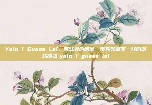 Yolo I Guess Lol,游戏界的新星,带你领略不一样的游戏体验-yolo i guess lol
