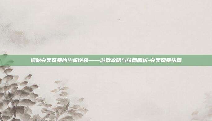 揭秘完美风暴的终极逆袭——游戏攻略与结局解析-完美风暴结局