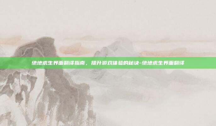 绝地求生界面翻译指南,提升游戏体验的秘诀-绝地求生界面翻译