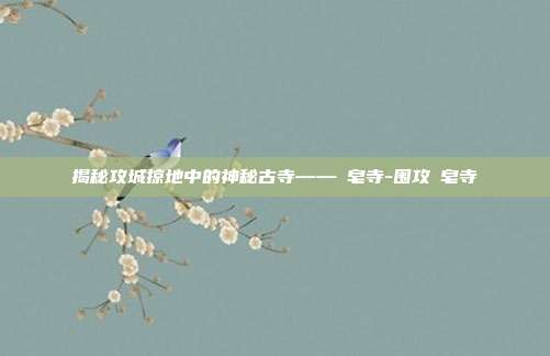 揭秘攻城掠地中的神秘古寺——砮皂寺-围攻砮皂寺
