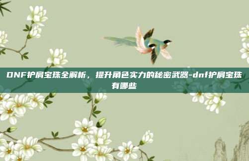 DNF护肩宝珠全解析,提升角色实力的秘密武器-dnf护肩宝珠有哪些