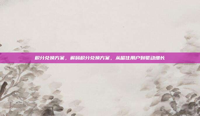 积分兑换方案,解码积分兑换方案,从留住用户到驱动增长